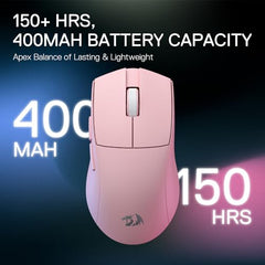 Redragon M916 PRO 3-Mode Wireless Gaming Mouse, 49G Ultra-Light 26K DPI Gamer Mouse w/Ergonomic Natural Grip Build, Full Programmable Buttons, Software Supports DIY Keybinds & DPI