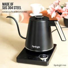 Sipologie Precision Electric Gooseneck Kettle SE 1000ml | 5°C Adjustable Temperature with 91/93/96°C Presets | Keep Warm Timer | 304 Stainless Steel | Pour Over Coffee & Tea | 1100W | 1 Year Warranty