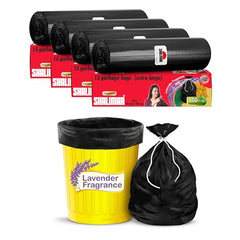 Shalimar Premium Scented Garbage Bags | Extra Large 30 X 37 Inches | 60 Bags (15 Bags X 4 Rolls) | Lavender Fragrance | Dustbin Bag/Trash Bag | (Black) - Perforated Box for Easy Dispensing