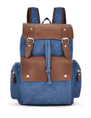 FUR JADEN Eco Friendly Travel 4 Compartment Laptop Backpack Made of Water Resistant Sustainable Canvas and Vegan Leather for Unisex for Travel Hiking Work (Coffee)