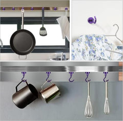 RULOKSHA Heavy Duty Magnetic Hooks, Holds Up to 13.6 kg (30 lbs), Strong Neodymium Rare Earth Magnets with Nickel Coating for Kitchen, Refrigerator, Office, Garage & Home (Silver, 3)