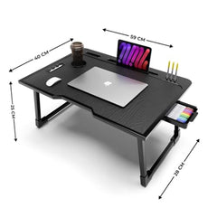 Rellon Industries Laptop Table Multi Purpose Laptop Desk for Study and Reading with Foldable Non-Slip Legs Reading Table Tray, Laptop Table, Laptop Stands, Laptop Desk (Black)