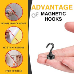 DIYMAG Magnetic Hooks 15pcs 30lbs Cruise Essentials 2026 Magnet Hook | Neodymium Heavy Duty Strong Magnets Hanging Ship Cabins Refrigerator Fridge Classroom Beach Vacation Kitchen Grills Home Tool