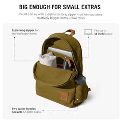 DailyObjects Pedal Everyday Casual Laptop Backpack (16L) Fits Upto 14 Inch Laptop, Unisex Travel Backpack Durable Canvas Material, Zippered Compartments With Pockets (Beige)