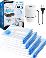 Vacuum Bags Clothes with Electric Pump, 7 Pieces Vacuum Bags Clothes – 1 Jumbo, 2 Large, 2 Medium, 2 Small for Blankets, Duvets, Pillows, Quilts, Travel, Moving