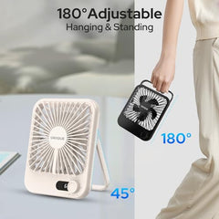 UN1QUE Slim Portable Desk Fan, 0-100 Speeds Adjustable Mini Fan, Rechargable Fan with Fragrance Function, Long Battery-life Personal Fan for Home Outdoor, An Aromatherapy Tablet Included