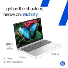 HP 15 (i5 14th Gen), Intel Core 5-120U, 16GB RAM, 512GB SSD, FHD, Anti-Glare, 15.6''/39.6cm, Win11, M365 Basic(1yr), Office24, Silver,1.59kg, fd0664TU, FHD Camera w/Shutter, Backlit Laptop