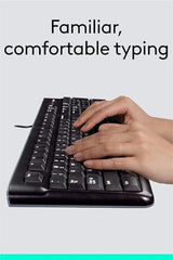 Logitech MK120 Wired USB Keyboard and Mouse Set for Windows, Optical Wired Mouse, Full-Size Keyboard, USB Plug-and-Play, Compatible for PC, Laptop - Black