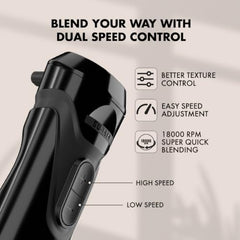 Sujata Blendstick Hand Blender | 600W Heavy Duty Motor | Variable Speed Control | Stainless Steel Shaft | 18000 RPM | Professional Immersion Blender | Easy Clean | Black
