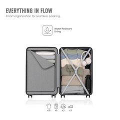 HRX Parabola 3-Piece Luggage Set Intergallcatic Grey Polypropylene Hard Shell Suitcase Set - Premium Travel Trolley Bags with 8 Spinner Wheels, Number Lock & Water Resistant Body
