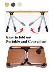 LEKA NEIL Alloy Steel Foldable Laptop Lap Desk, Portable Computer Bed Table Tray With Phone Stand And Cup Holder For Bed/Couch/Sofa Working, Reading(Yellow)
