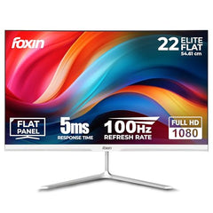 Foxin 24 Inch FHD Flat LED Monitor 1920x1080 Pixel Elite Series | Flat Panel, HDMI & VGA Port, 100Hz Refresh Rate, Frameless, Slim Bezel, Wall Mountable, 16.7 M Colors | 3 Years Warranty | White