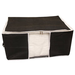 Kuber Industries Non-Woven Underbed Storage Bag|Clothes Storage Organizer|Blanket Cover With Clear Window|Zipper Closure&Handle Cloth Organizer|Plain White Border|Large|Pack Of 6|Royal Blue,32Cm,48Cm