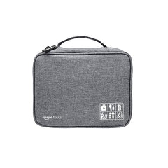 Amazon Basics Travel Organiser for Electronic Accessories, Flexible Padded Dividers, Waterproof, Foam Padding, for Cables, Chargers, Hard Disk, Power Bank (Grey)