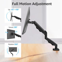 MOUNTUP Dual Monitor Stand for Desk, Monitor Arms for 2 Monitors 13-32 Inch | Holds 4.4-19.8lbs per Arm, VESA 75x75/100x100, Full Motion Monitor Mount for Home Office, C-Clamp & Grommet Base, Black