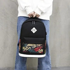 JAISOM Canvas Printing Women Backpack Travel Casual Rucksack Female Laptop Bagpack Student Bookbag School Bag for Teenage Girls (Leaf)