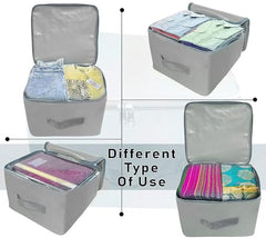 Storite 2 Pack Nylon Wardrobe Bag Underbed Cloth Storage Organizer | Moisture Proof Storage Bag, Storage box for Clothes Saree Bags, Zippered Closure & Handle - Magenta,37x34x23 cm