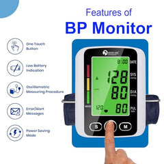 D MEDICARE® BP Machine Digital Automatic for Home Use | Blood Pressure Monitor with Voice, Large Display, Accurate Upper Arm Cuff for Adults & Elderly (BP-04)