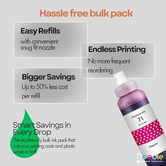 Needle GI 71 Compatible Refill Ink | Made in India | (CMYK 4x1 KG with EazyFill Cap) for Canon Pixma G1020 G2020 G3020 G2060 G3060 G1737 G2770 G3770 G4770 G1730 G2730 G3730 Printers