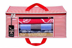 VR ATULIT BY CHOOSY 12 Flap Saree Bag | Clothes Storage Bag for Sarees, Blankets | Large Storage Bag for Clothes with Transparent Zip Covers | Foldable Quilted Bag Organizer with Handle for Wardrobe