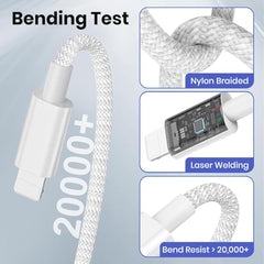 Verilux® 18W USB A to Lighting Fast Charging Cable, 480Mbps Data Synch