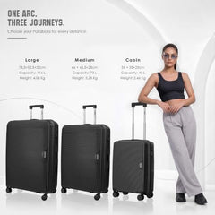 HRX Parabola 3-Piece Luggage Set Intergallcatic Grey Polypropylene Hard Shell Suitcase Set - Premium Travel Trolley Bags with 8 Spinner Wheels, Number Lock & Water Resistant Body