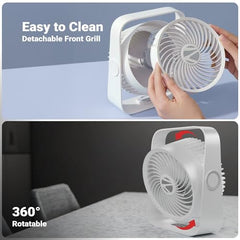Zebronics Heat Buster 300, Portable Desk Fan, Upto 13h Backup, 3600mAh Rechargeable Battery, 360° Rotatable fan, 4 Speed + 1 Breeze Mode, Wall-Mountable, for Travel, Office, Home (Black)