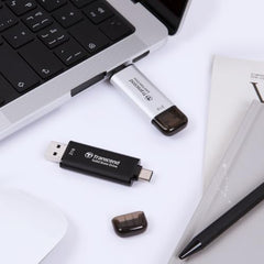 Transcend 310S 512GB USB C & USB A External Portable SSD, Up to 1,050 MB/s, 5 Yr Warranty, Silver, for iPhone 15 pro max, MacBook, Ipad, Laptop and Desktop