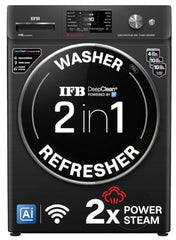 IFB 11 Kg 5 Star, Ai DOS, OXYJET, 9 Swirl Wash, Steam Refresh, Eco Inverter, WiFi, DeepClean® Fully Automatic Front Load Washing Machine(EXECUTIVE PLUS OXN 1114, 2X Power Steam®,Inbuilt Heater,Silver)