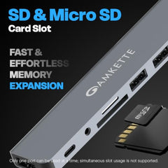 Amkette 8-in-1 Plus (A+C) USB Hub for Laptop, USB Hub Type C with USB 3.0, SD/TF Card Reader, 3.5mm Audio Jack, External HDD Support, Type C Hub Compatible with Windows, macOS & Linux