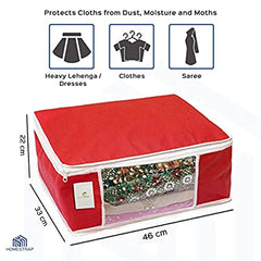 Homestrap set of 6 Foldable Saree Covers/Clothes Storage Bag/Wardrobe Organizer With Transparent Window And Zip For Lehenga, Suit, Dress,& Accessories (Grey)(Featured on Shark Tank), Polypropylene