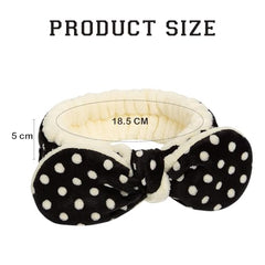 MOMISY Spa Headband for Women, Washable Facial Band, Elastic Hair Band, Makeup Wrap (Polka-Black, Free)