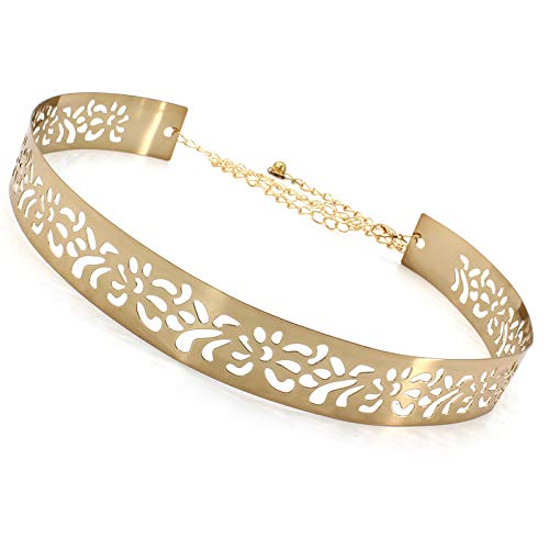 SYGA Women's Waist Chain, Iron Girdle, Women's Skirts,Dresses Versatile Metal Wide Accessories(wp191-5 gold)