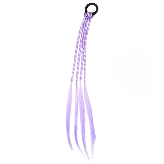 SYGA Girl Wig Headwear Kids Twist Braid Rope Ponytail Hair extension Styling Princess Baby Children Rubber Bands Hair Accessories (Gradient Lavender)