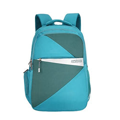 American Tourister Jit+ 2.0 Style 02, 25L Office 3 Compartment Laptop Backpack With Cable Organizer Pouch, USB Charging Port, Trolley Strap & Rain Cover For Unisex, Men & Women - Deep Blue