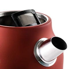 Westinghouse 1.7L 2200W Retro Series Electric Kettle | Fast Boil, Water Boiler For Hot Drinks, Quiet Boil & Detachable Filter | Temperature & Water Level Indicator | 2 Years Warranty (Red)