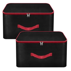 Storite 2 Pack Nylon Wardrobe Bag Underbed Cloth Storage Organizer | Moisture Proof Storage Bag, Storage box for Clothes Saree Bags, Zippered Closure & Handle - Magenta,37x34x23 cm