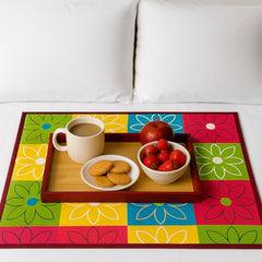 Homerz Premium Bed Server Food Mat Reversible Bed Server, Mattress Protector for Home | Food Mat for Kids, Size 36x36 inch, Double Side use Kitchen, Cupboard, Drawer, Wardrobe (Brown Lotus New)