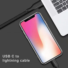 Czartech [1.2 Mt USB-C 20W Fast Charging cable Compatible with i-Phone,14,13, 12,11, X, 8, 7, 6, 5, i-Pad iPad Air and More [Nylon Braided,Black - Pack of 2]