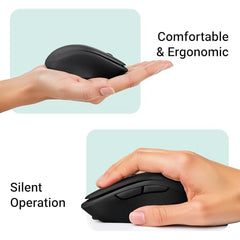 ZEBRONICS Charm Rechargeable Wireless Mouse, Dual Mode (2.4GHz + BT), Dual Bluetooth, Upto 1600 DPI, Silent Operation, 6 Buttons, Comfortable & Ergonomic, for Mac | Laptop | Computer (Metallic Grey)