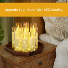 Flameless LED Pillar Candle Set of 2 | Acrylic Fiber Glass | Dancing Faux Wick | Remote Control with Battery Operated 3 AA | Home Décor & Gifting | 3" D x 6" H | Red