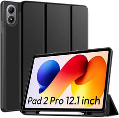 Robustrion Cover for Redmi Pad 2 Pro 12.1 inch Cover Case with Pencil Holder, Trifold Cover Case for Redmi Pad 2 Pro 5G Tablet Cover [Auto Sleep Wake Support] - Black