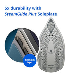 Philips DST6130/40 Steam Iron, Black and Red | 2800W, No Burns Guaranteed, 50 gm/min Steam, 220 gm Ultra Steam Boost, 6 Layer SteamGlide Plus Soleplate