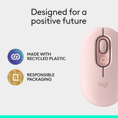 Logitech POP Mouse, Compact and Portable Wireless Bluetooth - Graphite | Compact, Portable, programmable Buttons, Quiet clicks, Easy-Switch for up to 3 Devices, Laptop, Tablet, PC - Rose