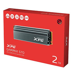 XPG ADATA GAMMIX S70 Blade M.2 NVME 1TB PCIe Gen4x4 2280 Internal Solid State Drive/SSD, Read/Write Speed Up to 7,400/6800 MB/s - (AGAMMIXS70B-1T-CS) Compatible with PC, Laptop and Play Station 5