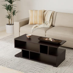 DeckUp Siena Engineered Wood Coffee Table (Dark Wenge, Matte Finish)