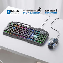 EVM EnHawk Wired Gaming Keyboard & Mouse Combo | RGB Backlit Keyboard | 6-Button Gaming Mouse | Adjustable DPI | 1 Year Warranty (EVM-WDKM-315-EnHawk)