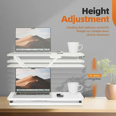 TARKAN Wood Standing Desk Riser, Height Adjustable Sit to Stand Desktop Workstation Table for Laptop & Monitor (Black)