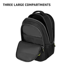 Safari Omega spacious/large laptop backpack with Raincover, college bag, travel bag for men and women, Black, 30 Litre