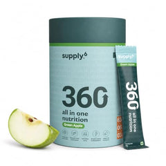 Supply6 360 Ultimate Health Powder for Women & Men | Daily Supplement with 63+Vitamins, Minerals, Probiotics, and Superfoods | Daily Greens | Gut Health supplements, Energy, Immunity(15 Servings, Green Apple)